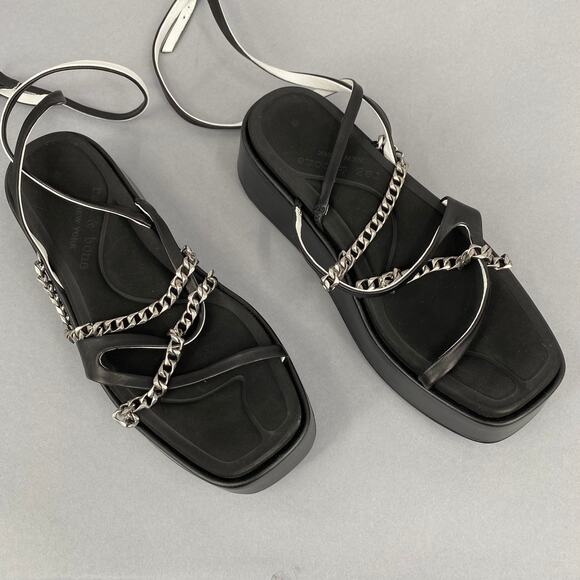 Rag & Bone Logan Platform Sandals Black Size 38.5 Y2K 90s Chunky - Picture 3 of 12